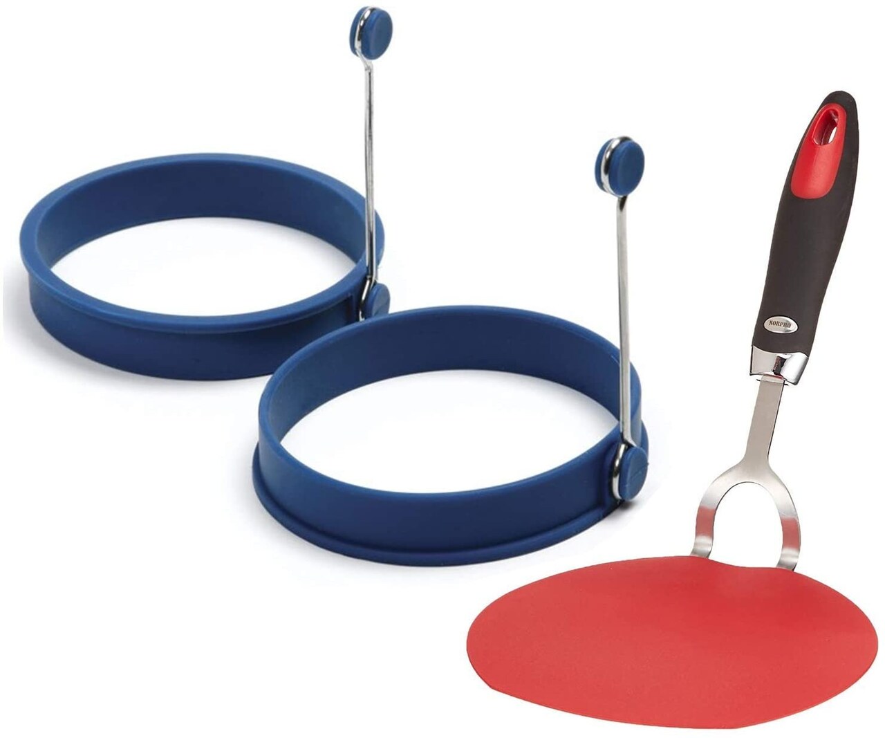 Norpro Grip-EZ Flexible Pancake Spatula with Silicone Round Pancake / Egg Rings Combo